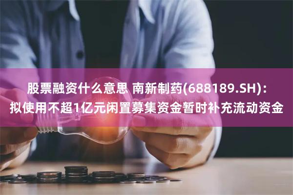 股票融资什么意思 南新制药(688189.SH)：拟使用不超